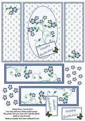 Blue Daisies Birthday Gatefold