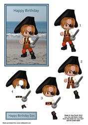 Pirate Decoupage Card Front