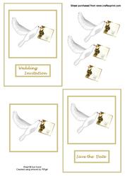 Wedding Invitation and Save the Date Decoupage Card Fronts -gold