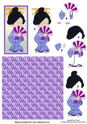 Geisha Decoupage Topper with Background Paper