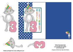 Birthday Kitty Fold Back Card for 3rd Birthday B