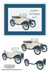 Fathers Day Vintage Car Card Front with Decoupage Layers