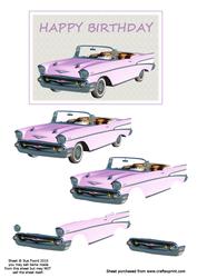 Pink Cadilac Decoupage Topper