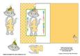Birthday Kitty Fold Back Card for 4th Birthday in Yellow