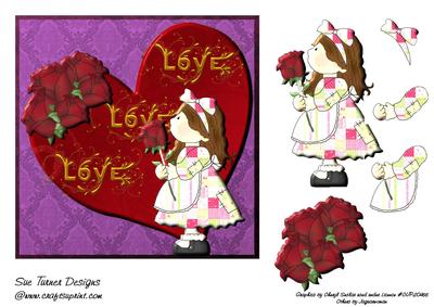 Love Heart & Roses with Decoupage
