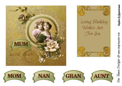 Vintage Style ~ Mum/mom with Love