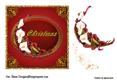 Deep Red with Lillies