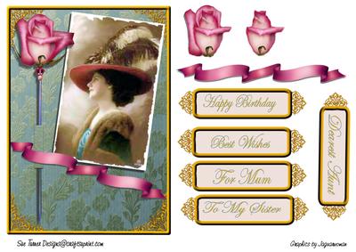 Vintage Birthday ~ Teal & Gold