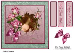 Vintage Teal & Pink Roses