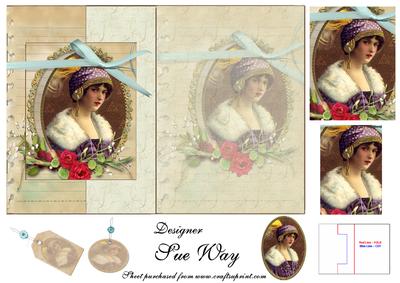 Vintage Deco Lady Fold Back Card