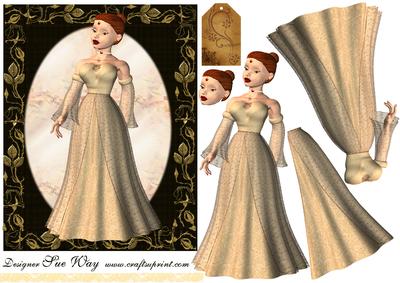 Elegant Princess in Ivory Decoupage