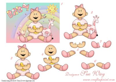 Cute Baby Girl Decoupage