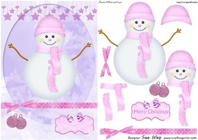 Girly Christmas Snowman Decoupage