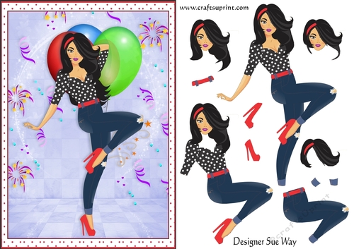 Fashion Birthday Girl Card Front & Decoupage