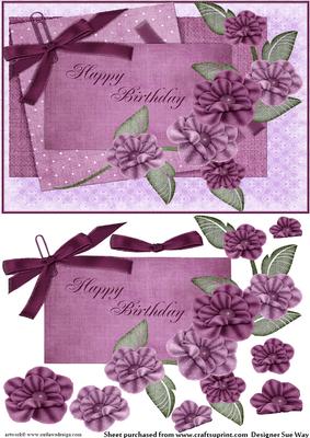 Happy Birthday Flower Quick Card in Lilac