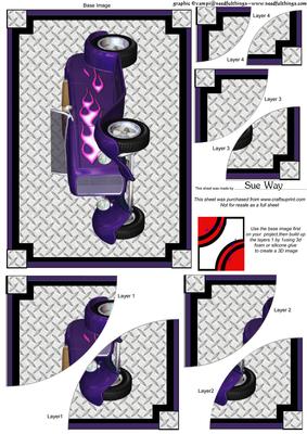 Purple Dragster Car Round Corner Duo Stacker