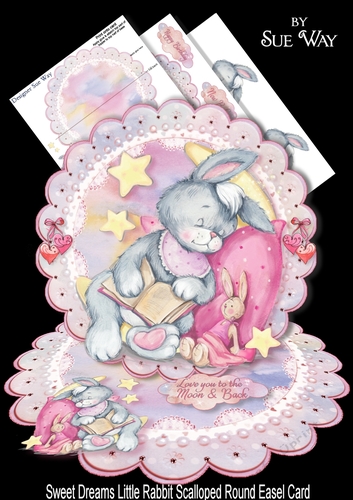 Sweet Dreams Little Rabbit Scalloped Round Easel Card Mini Kit