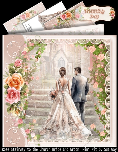 Rose Stairway to the Church Bride and Groom Mini Kit 