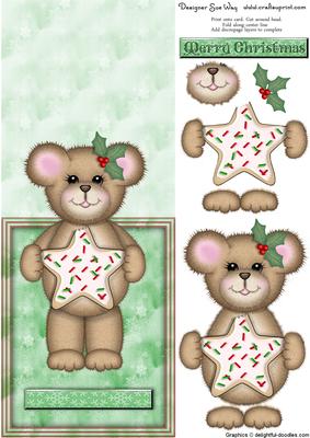 Christmas Cookie Bear Over the Edge Decoupage Card