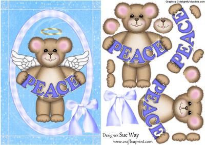Christmas Angel Bear Decoupage
