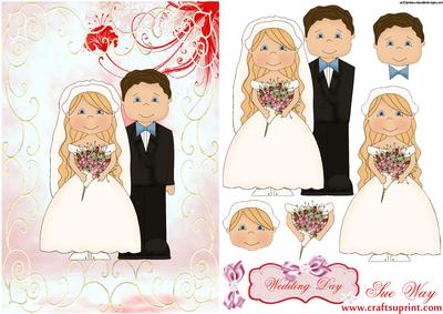The Happy Couple Wedding Day Card Front Decoupage