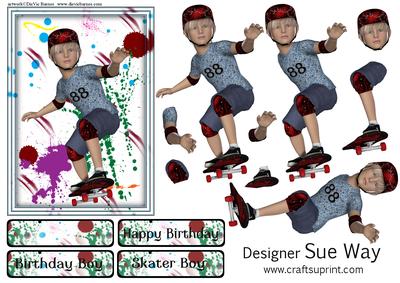 Skater Boy Birthday Card Topper