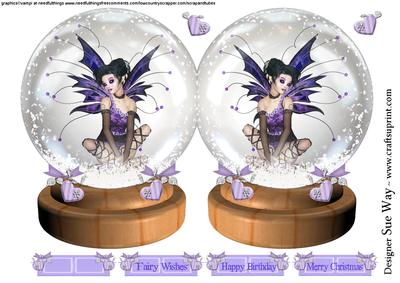 Lilac Fairy Snow Globe Quick Card