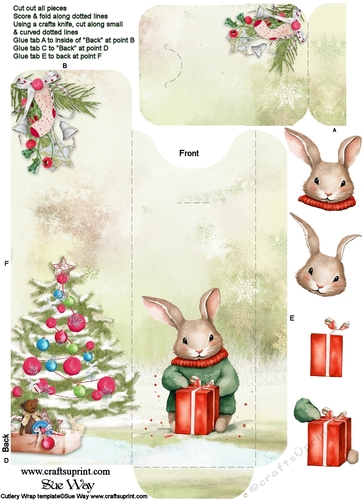 Cottontail Christmas Rabbit Cutlery Wrap
