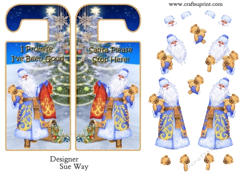 Santa Please Stop Here Door Hanger with Decoupage