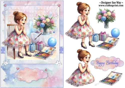 Birthday Girls Big Surprise A5 Topper and Decoupage
