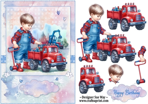 Little Boys Best Birthday Present A5 Topper and Decoupage