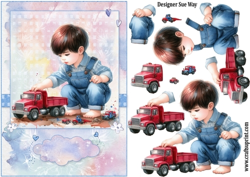 Birthday Boys New Truck A5 Topper and Decoupage