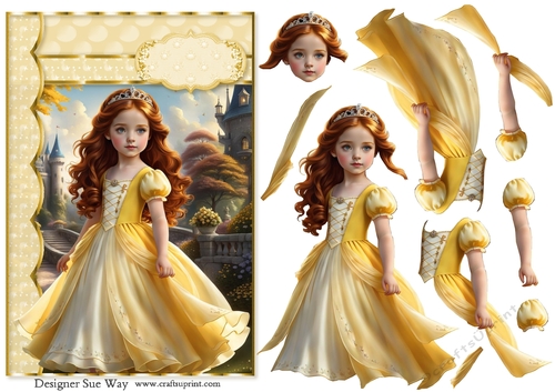 Sweet Little Princess Belle A5 Card Front & Decoupage