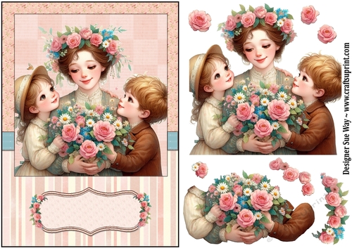 Birthday Flowers for Mum A5 Topper and Decoupage