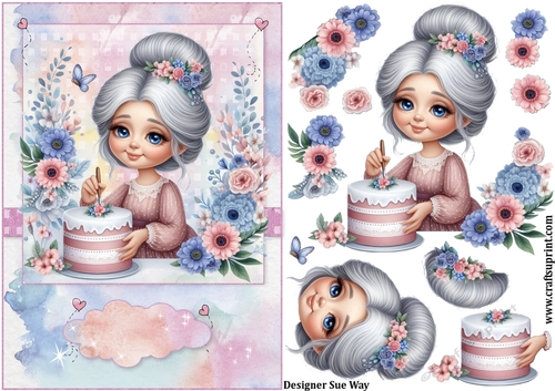 Grans Best Birthday Cake A5 Topper and Decoupage