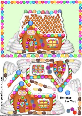 Christmas Gingerbread House Decoupage Card Front