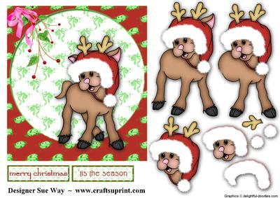 Christmas Baby Riendeer Decoupage