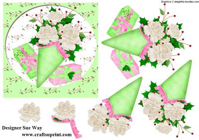 Christmas Gifts and Roses Decoupage