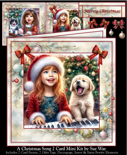 A Christmas Song Puppy & Kitten 2 Card Mini Kit