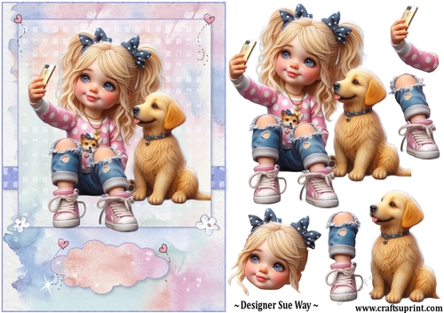 Selfie With My Puppy A5 Topper and Decoupage