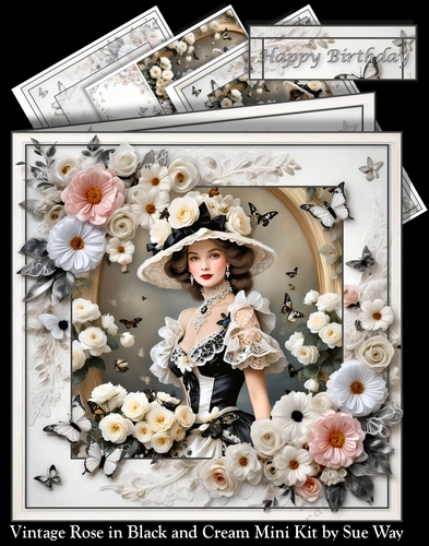 Vintage Rose Black and Cream Mini Kit 