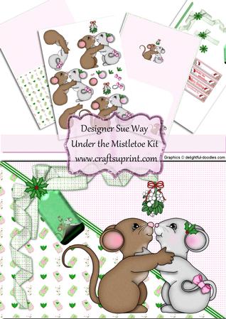 Under the Mistletoe Xmas Mice Couple A5 Card Kit