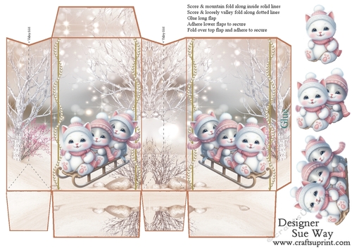 Sweet Little Sledging Kittens in the Snow Pinch Bag
