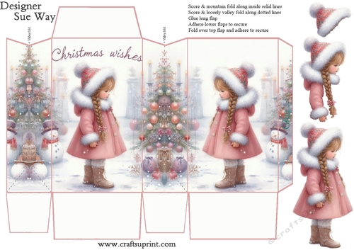 Christmas Wishes Girl in a Pink Coat Pinch Bag