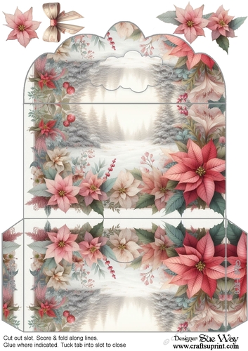 Poinsettia Fowers Snow Scene Money Wallet