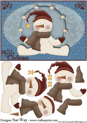 Sitting Snowman Christmas Decoupage