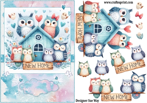 Owls New Home A5 Topper and Decoupage
