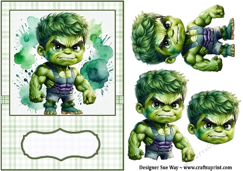 The Incredible Hulk A5 Card Front and Decoupage