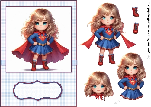 Supergirl A5 Card Front and Decoupage