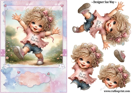 Its My Birthday! Girl A5 Topper and Decoupage